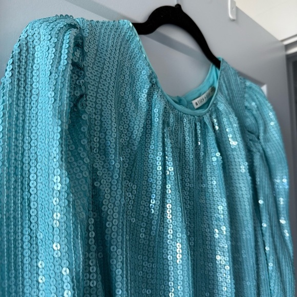 Alice + Olivia turquoise blue Pauletta sequin mini dress - size Large (L) - Picture 11 of 14